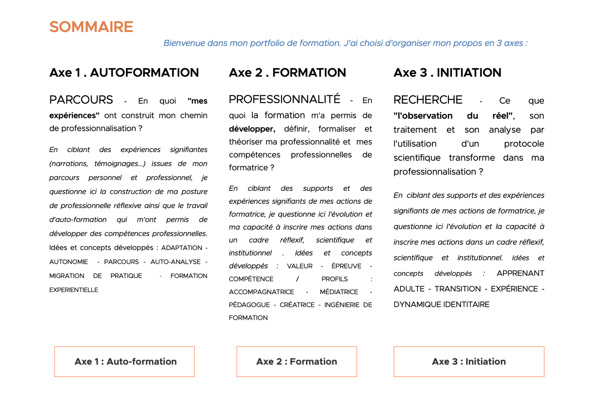 Professionnalisation (portfolio personnel de formatrice, 2020)